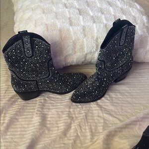 Black Rhinestone Cowboy Boots